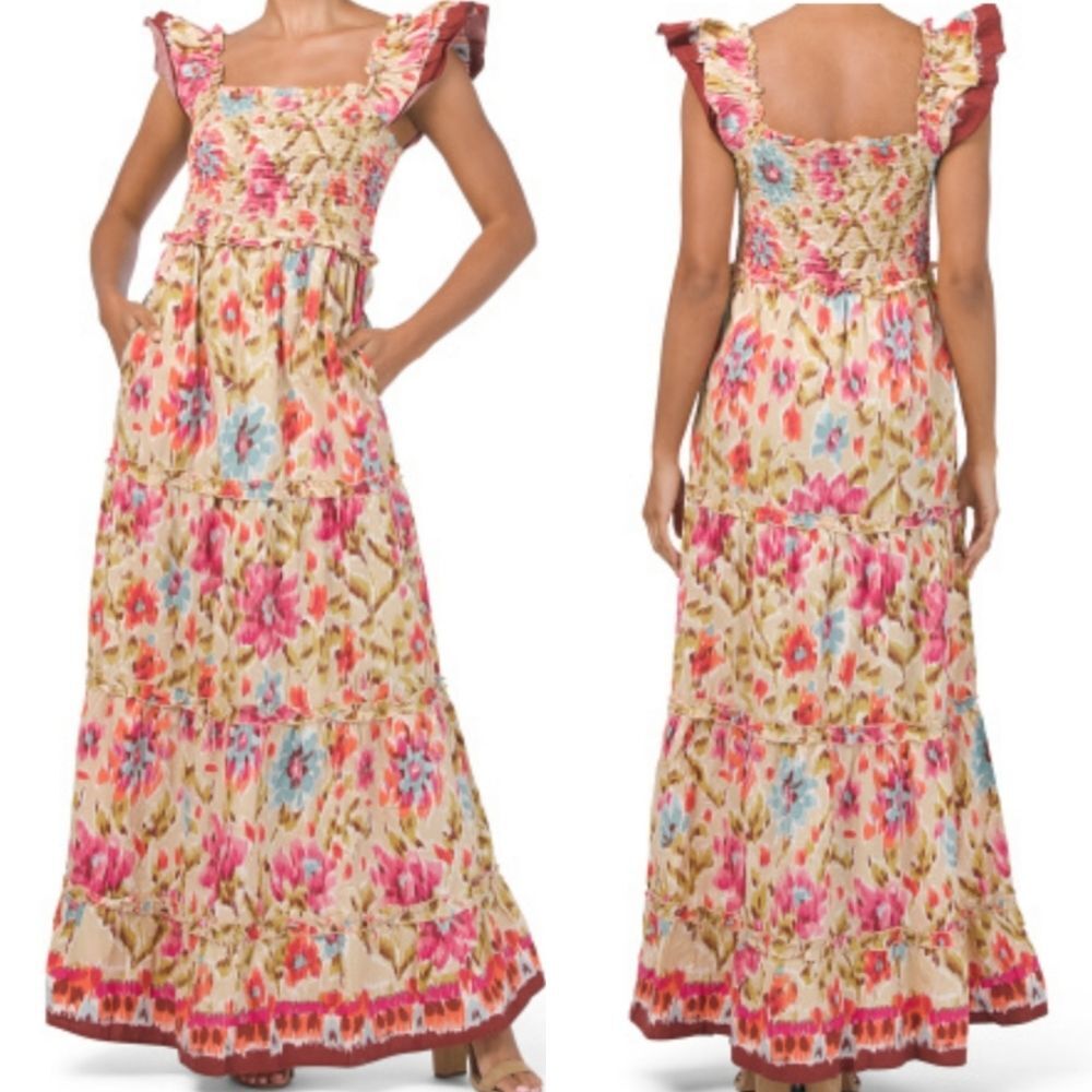 House Of Harlow 1960 Long Floral Ruffle Maxi Dress, Medium NWT